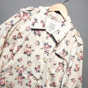 Torrid Floral Twill Trench Coat Womens 4X White Rose Boho Cottagecore Spring